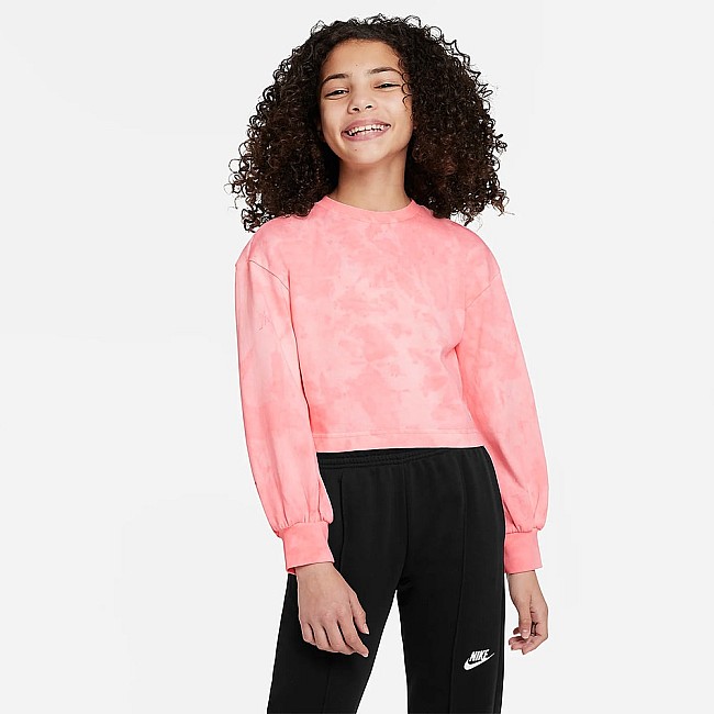 ДЕТСКА БЛУЗА ЗА МОМИЧЕ NIKE NSW JRSY CREW WASH CRIMSON
