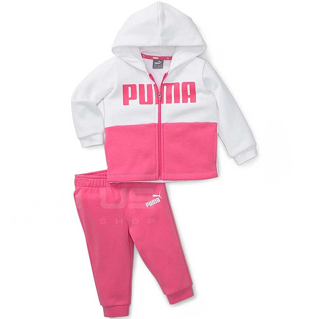 БЕБЕШКИ СПОРТЕН ЕКИП ЗА МОМИЧЕ PUMA MINICATS COLORBLOCK JOGGER FL WHITE/PINK