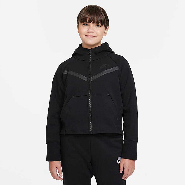 ДЕТСКО ГОРНИЩЕ ЗА МОМИЧЕ NIKE NSW TCH FLC WR HOODIE FZ BLACK