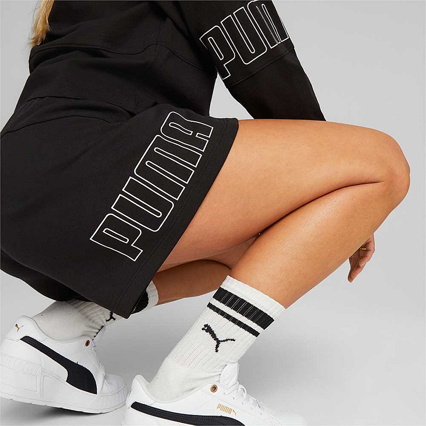 ДАМСКИ КЪСИ ПАНТАЛОНИ PUMA POWER COLORBLOCK HIGH-WAIST SHORTS TR BLACK