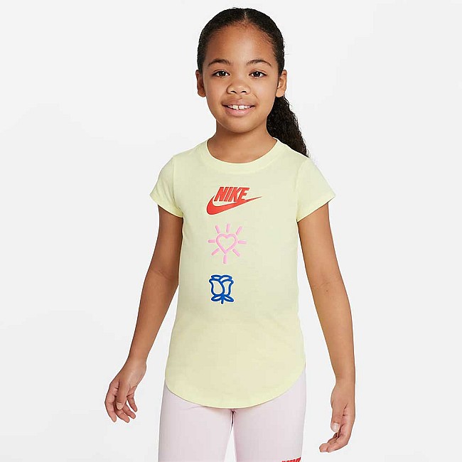 ДЕТСКА ТЕНИСКА ЗА МОМИЧЕ NIKE LOVE ICON STACK TEE YELLOW