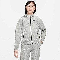 ДЕТСКО ГОРНИЩЕ ЗА МОМИЧЕ NIKE NSW TCH FLC HD FZ LS DK GREY HTHR