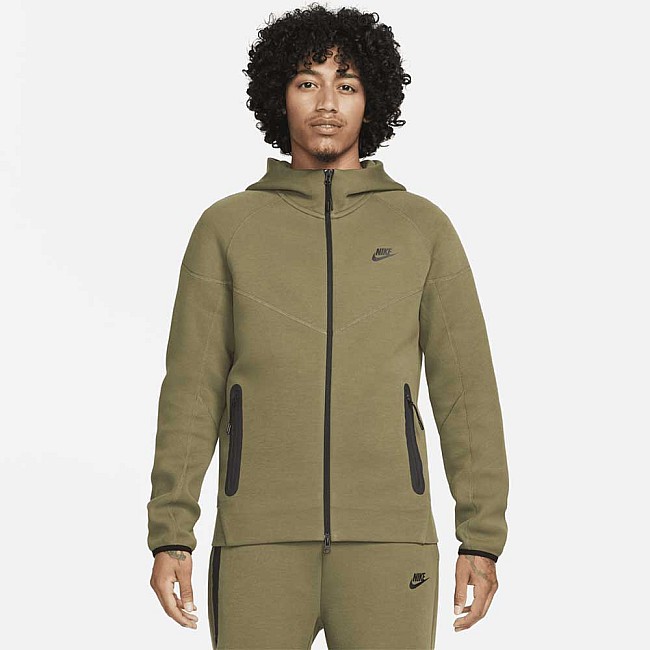 МЪЖКО ГОРНИЩЕ NIKE TCH FLC FZ WR HOODIE MEDIUM OLIVE