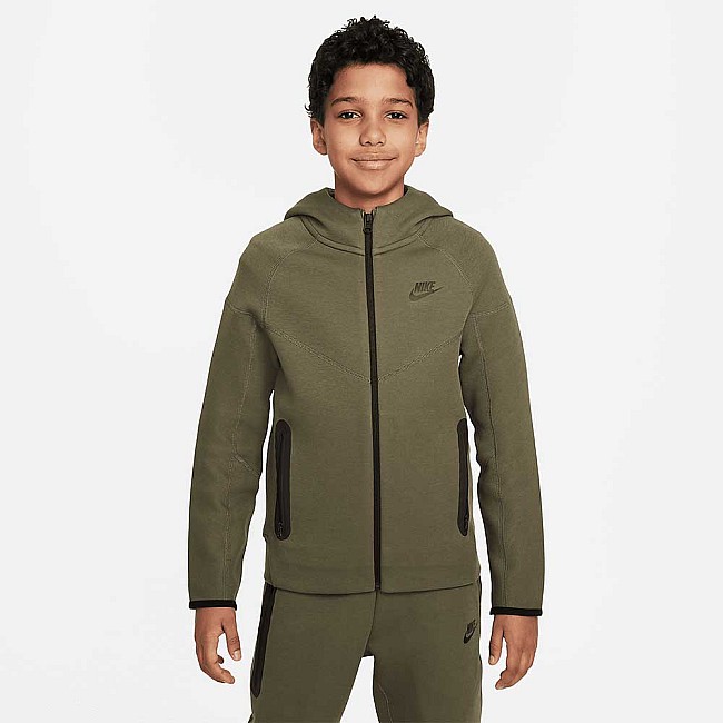 ДЕТСКО ГОРНИЩЕ ЗА МОМЧЕ NIKE NSW TECH FLC FZ MEDIUM OLIVE