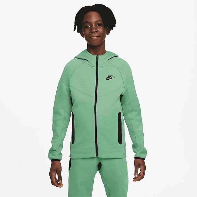 ДЕТСКО ГОРНИЩЕ ЗА МОМЧЕ NIKE NSW TECH FLC FZ СВЕТЛОЗЕЛЕН