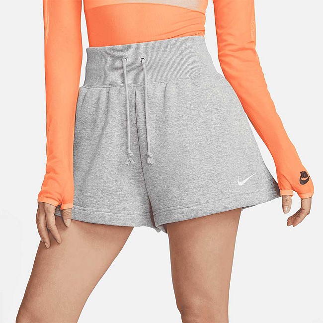 ДАМСКИ КЪСИ ПАНТАЛОНИ NIKE NSW PHNX FLC HR SHORT СИВИ