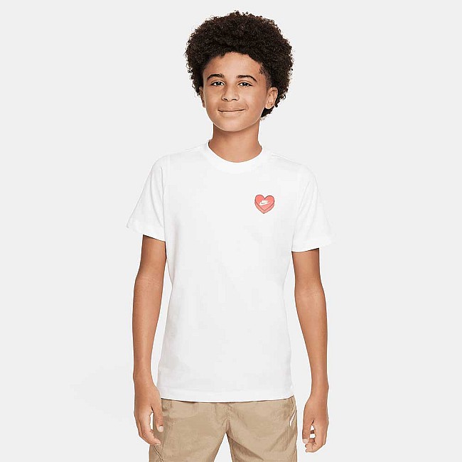 ДЕТСКА ТЕНИСКА ЗА МОМЧЕ NIKE NSW TEE HEART БЯЛА
