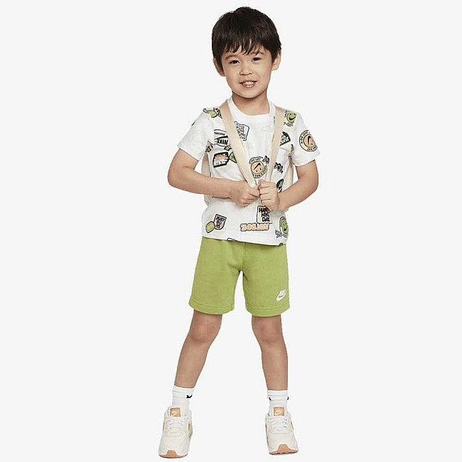 БЕБЕШКИ СПОРТЕН ЕКИП ЗА МОМЧЕ NIKE BK NSW AOP FT SHORT SET БЯЛ/ЗЕЛЕН