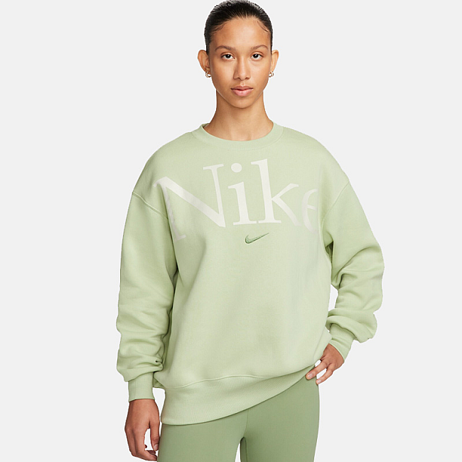 ДАМСКА БЛУЗА NIKE NSW PHNX FLC OS LOGO CREW БЛЕДОЗЕЛЕНА