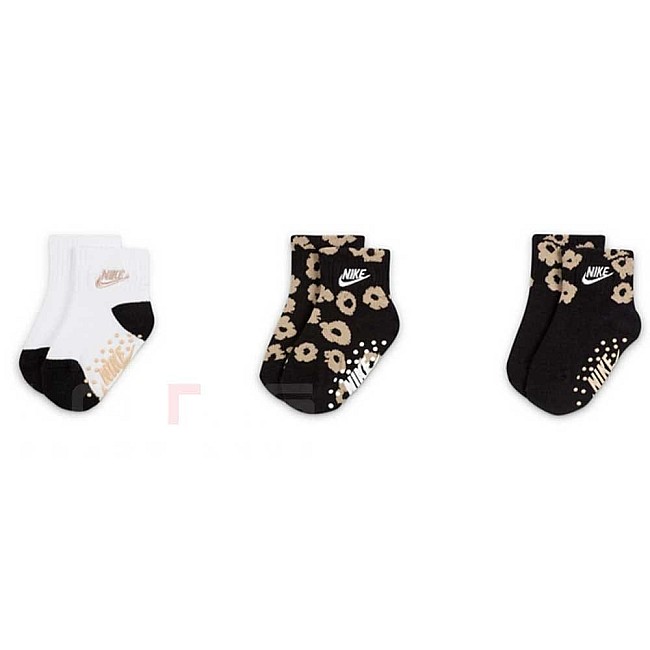 БЕБЕШКИ ЧОРАПИ ЗА МОМИЧЕ NIKE G 3PK GIRLS GRIPPER SOCK ЧЕРНИ