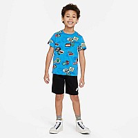 ДЕТСКИ СПОРТЕН ЕКИП ЗА МОМЧЕ NIKE B NSW AOP FT SHORT SET СИН/ЧЕРЕН
