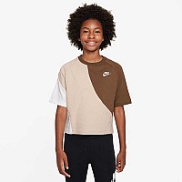 ДЕТСКА ТЕНИСКА ЗА МОМИЧЕ NIKE NSW SS TOP JSY NVLTY БЕЖОВА/КАФЯВА