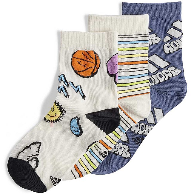 ДЕТСКИ ЧОРАПИ ADIDAS IW1113 BUBBLES 3PP БЕЛИ/БЕЖОВИ/СИНИ