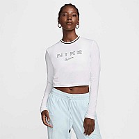 ДАМСКА БЛУЗА NIKE FZ2858-100 NSW LS SLIM CRP TEE OC БЯЛА