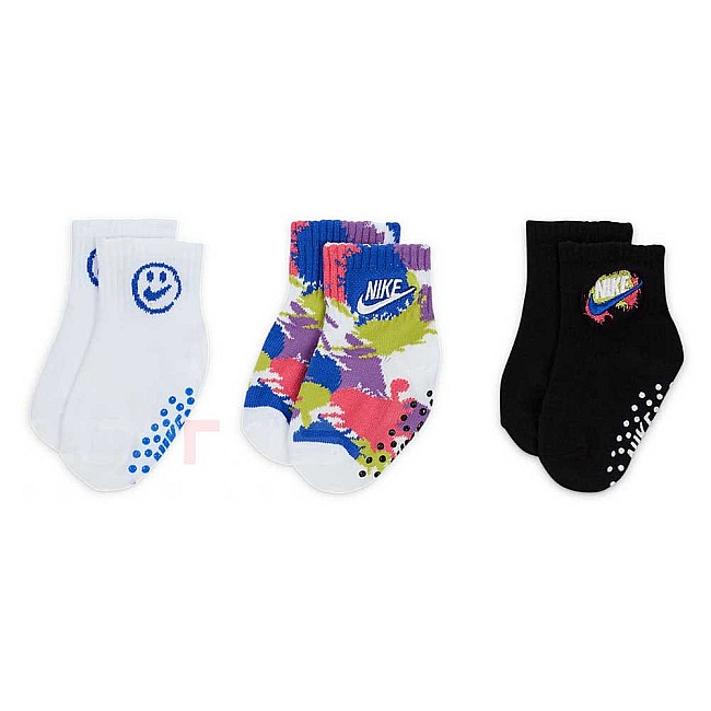 БЕБЕШКИ ЧОРАПИ ЗА МОМЧЕ NIKE NN1095-001 BOYS 3PK GRIPPER БЕЛИ/ЧЕРНИ/СИНИ