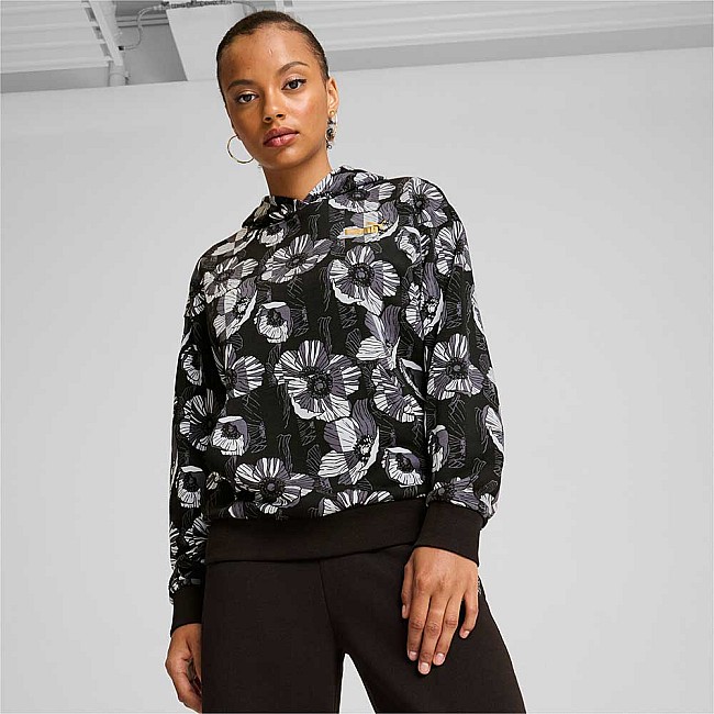 ДАМСКИ СУИТШЪРТ PUMA 68250101 ESS+ CLASS ACT AOP HOODIE TR ЧЕРЕН
