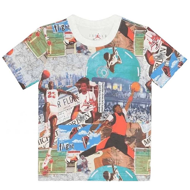 БЕБЕШКА ТЕНИСКА ЗА МОМЧЕ NIKE 85D265-782 JORDAN B MJ BROOKLYN COLLAGE AOP SS СИНЯ/БЕЖОВА