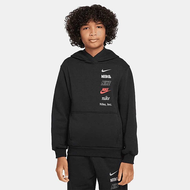 ДЕТСКИ СУИТШЪРТ ЗА МОМЧЕ NIKE HQ0970-010 NSW CLUB FLC HDY MLOGO ЧЕРЕН