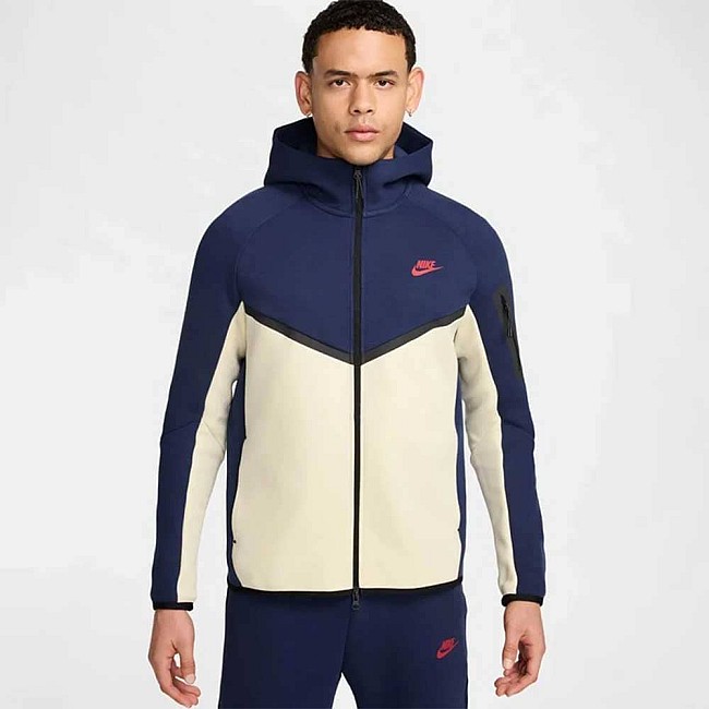 МЪЖКО ГОРНИЩЕ NIKE HV6512-410 TCH FLC FZ WR HD ТЪМНОСИНЬО/БЕЖОВО