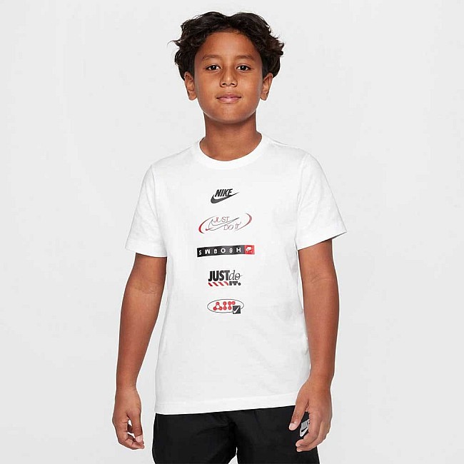 ДЕТСКА ТЕНИСКА ЗА МОМЧЕ NIKE HM5662-100 NSW TEE LOGOS БЯЛА