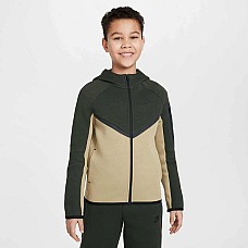 ДЕТСКО ГОРНИЩЕ ЗА МОМЧЕ NIKE HV5867-298 NSW TCH FLC FZ PD ТЪМНОЗЕЛЕНО/СВЕТЛОКАФЯВО
