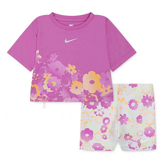ДЕТСКИ СПОРТЕН ЕКИП ЗА МОМИЧЕ NIKE 26M848-P23 FLOW-RAL AOP BIKE SHORT SE РОЗОВ/СИВ