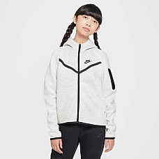 ДЕТСКО ГОРНИЩЕ ЗА МОМИЧЕ NIKE HV8695-013 NSW TCH FLC HD FZ LS PD СИВО