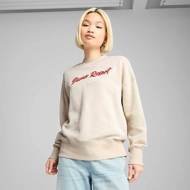 ДАМСКА БЛУЗА PUMA 63004687 PREMIUM ESS OVERSIZED GRAPHIC CREW БЕЖОВА