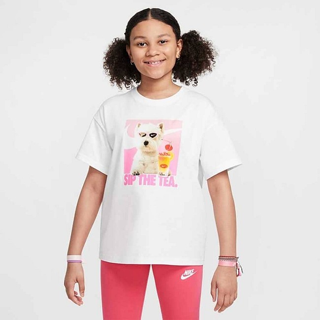 ДЕТСКА ТЕНИСКА ЗА МОМИЧЕ NIKE HQ2337-100 NSW PHOTO TEE БЯЛА
