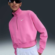 ДАМСКА БЛУЗА NIKE DQ5767-675 NSW PHNX FLC QZ CROP РОЗОВА