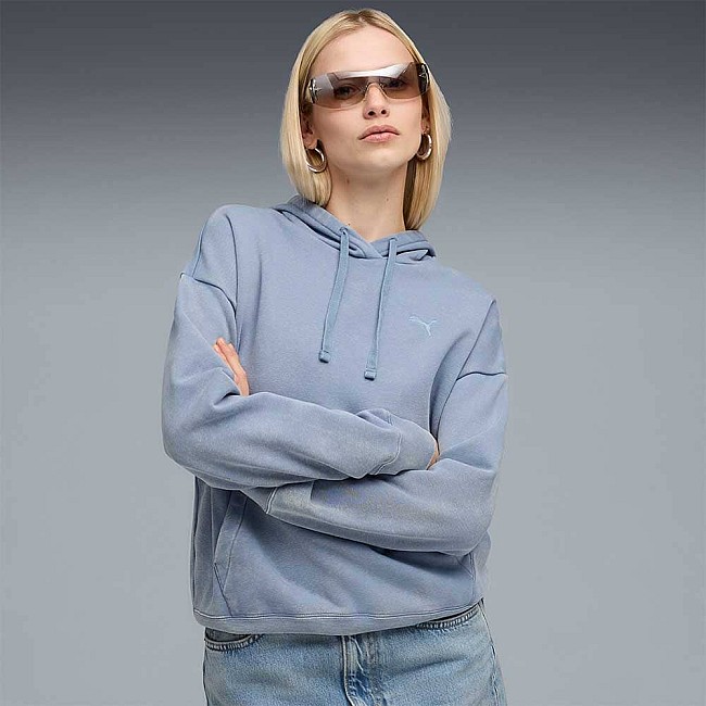 ДАМСКИ СУИТШЪРТ PUMA 68810334 ESS ELEVATED RELAXED WASH HOODIE FL СВЕТЛОСИН