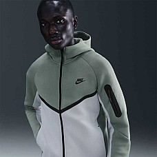 МЪЖКО ГОРНИЩЕ NIKE HV0949-365 TCH FLC FZ WR HOODIE ЗЕЛЕНО/СИВО
