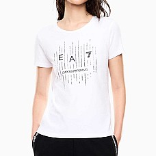 ДАМСКА ТЕНИСКА EA7 EMPORIO ARMANI 7W001097-U0002 LOGO SERIES W TEE SS LETTERS CROSSOVER БЯЛА