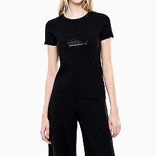 ДАМСКА ТЕНИСКА EA7 EMPORIO ARMANI 7W001405-UC001 LOGO SERIES W TEE SS STRASS BOX CROSSOVER ЧЕРНА