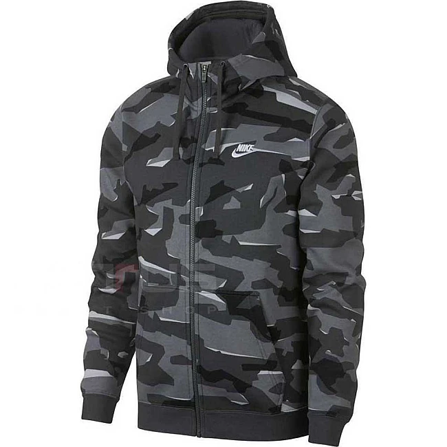 МЪЖКО ГОРНИЩЕ NIKE NSW CLUB CAMO HOODIE FZ BB GREY