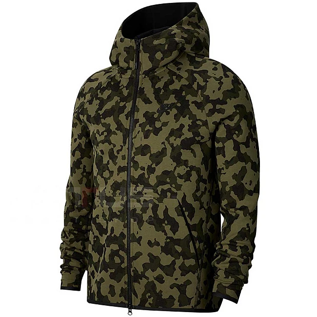 МЪЖКО ГОРНИЩЕ NIKE NSW TCH FLC HOODIE FZ AOP GREEN/CAMO