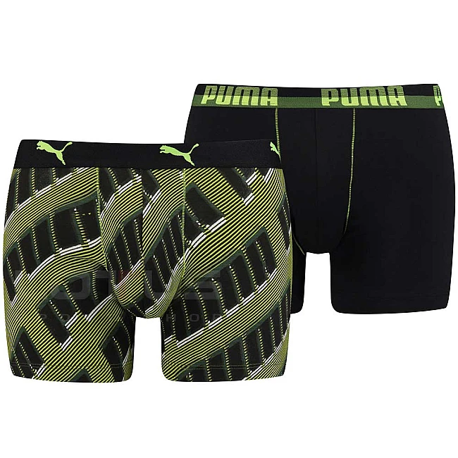 МЪЖКИ БОКСЕР PUMA BASIC BOXER 2P AOP BOXER BLACK/GREEN
