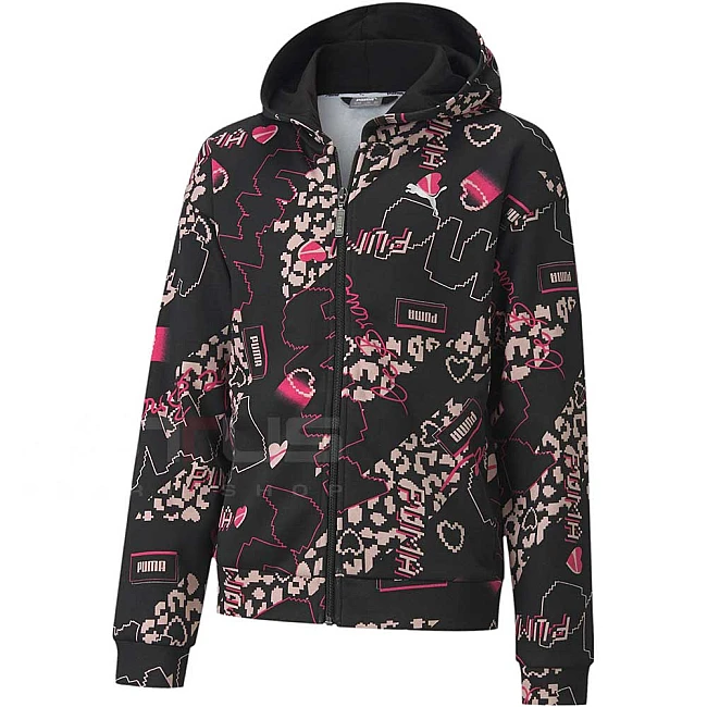 ДЕТСКО ГОРНИЩЕ PUMA ALPHA AOP FULL-ZIP HOODIE FL G BLACK
