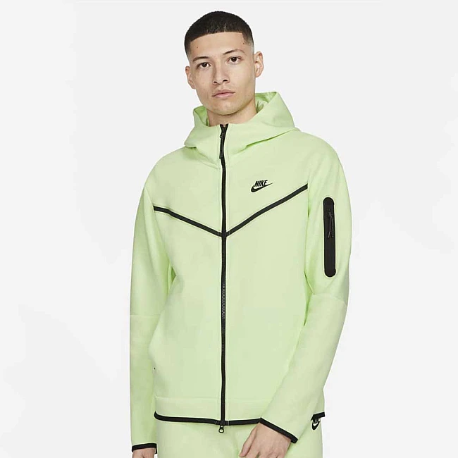 МЪЖКО ГОРНИЩЕ NIKE NSW TCH FLC HOODIE FZ WR LT LIME