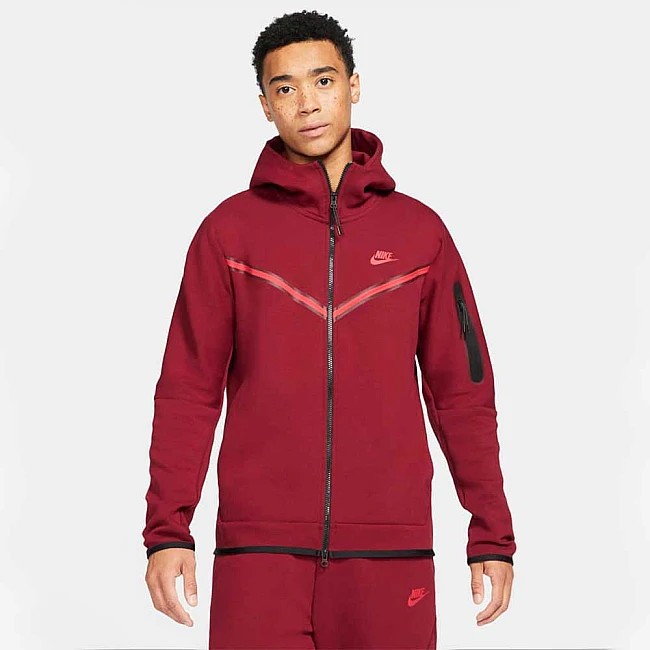 МЪЖКО ГОРНИЩЕ NIKE NSW TCH FLC HOODIE FZ WR LT RED