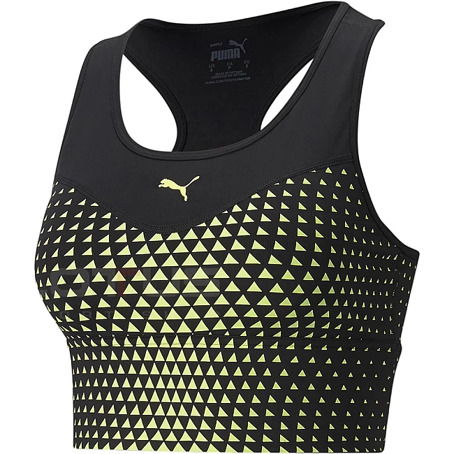 ДАМСКИ СПОРТЕН СУТИЕН PUMA MID IMPACT GRAPHIC LONG LINE B BLACK/YELLOW