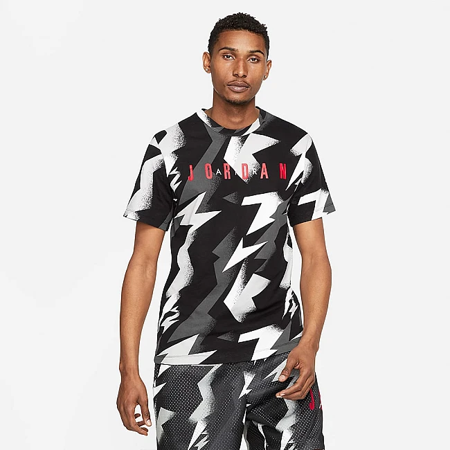 МЪЖКА ТЕНИСКА NIKE JORDAN JUMPMAN AIR AOP SS CREW BLACK/WHITE/GREY