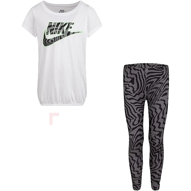 ДЕТСКИ СПОРТЕН ЕКИП NIKE G PRINTED LEGGING SET WHITE/BLACK