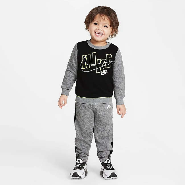 БЕБЕШКИ СПОРТЕН ЕКИП NIKE B COLOR BLOCK FLC CREW SET GREY