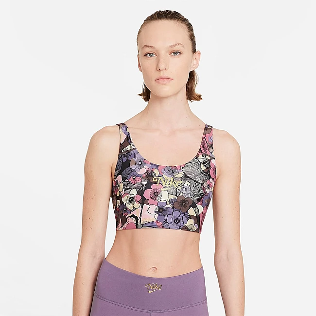 ДАМСКИ СПОРТЕН СУТИЕН NIKE SWOOSH STRPY FLORAL BRA IGON/GOLD