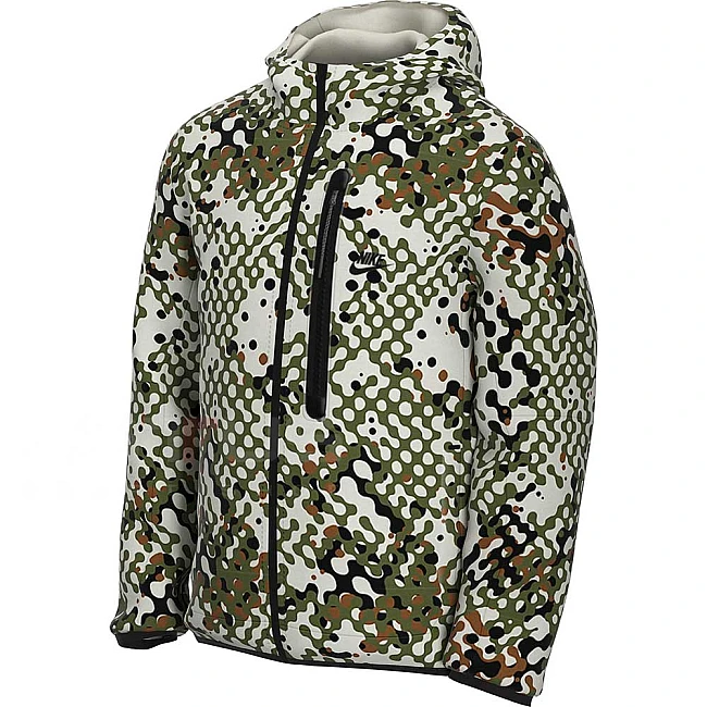 МЪЖКО ГОРНИЩЕ NIKE NSW TCH FLC FZ HOODIE REACT ROUGH GREEN/LIGHT BONE/BLACK