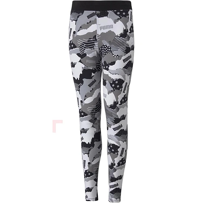 ДЕТСКИ КЛИН PUMA ALPHA AOP LEGGINGS G BLACK/GRAY/WHITE