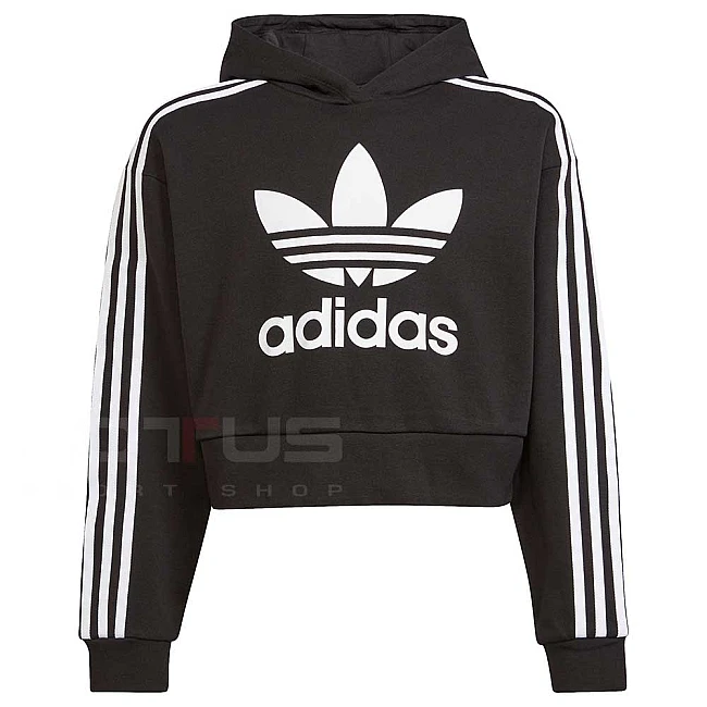 ДЕТСКИ СУИТШЪРТ ЗА МОМИЧЕ ADIDAS CROPPED HOODIE BLACK