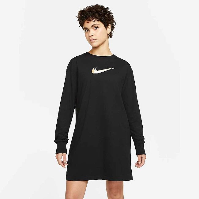 ДАМСКА РОКЛЯ NIKE NSW LS DRESS PRNT BLACK