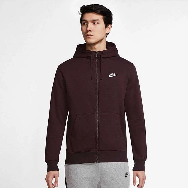 МЪЖКО ГОРНИЩЕ NIKE NSW CLUB HOODIE FZ BB BROWN